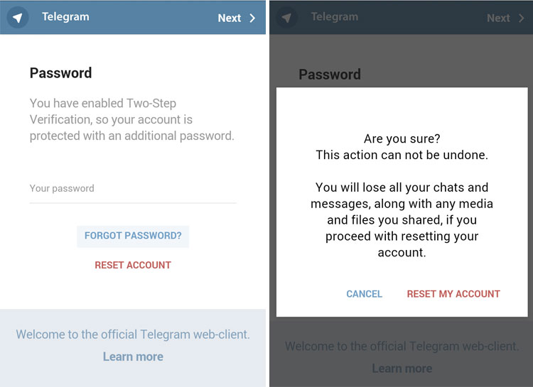 در صورت فراموشی رمز عبور تایید هویت دو مرحله ای در تلگرام چه باید کرد